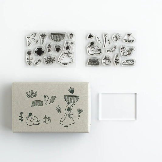 necktie × mizushima: JIZAI Clear Stamp BOX Motif set - SANPOMICHI -