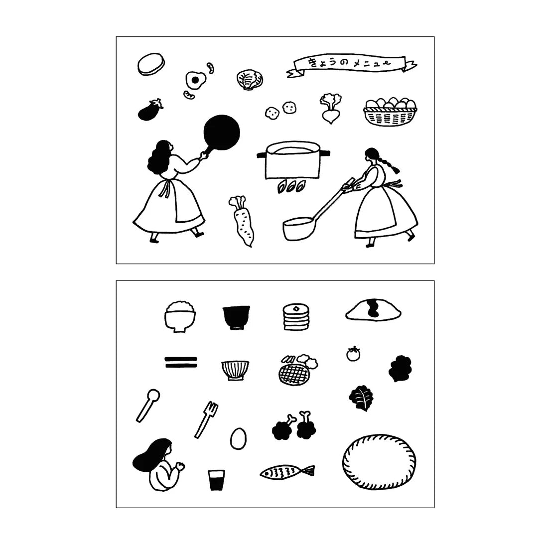 necktie × mizushima: JIZAI Clear Stamp BOX Motif set - Everyday Meals -