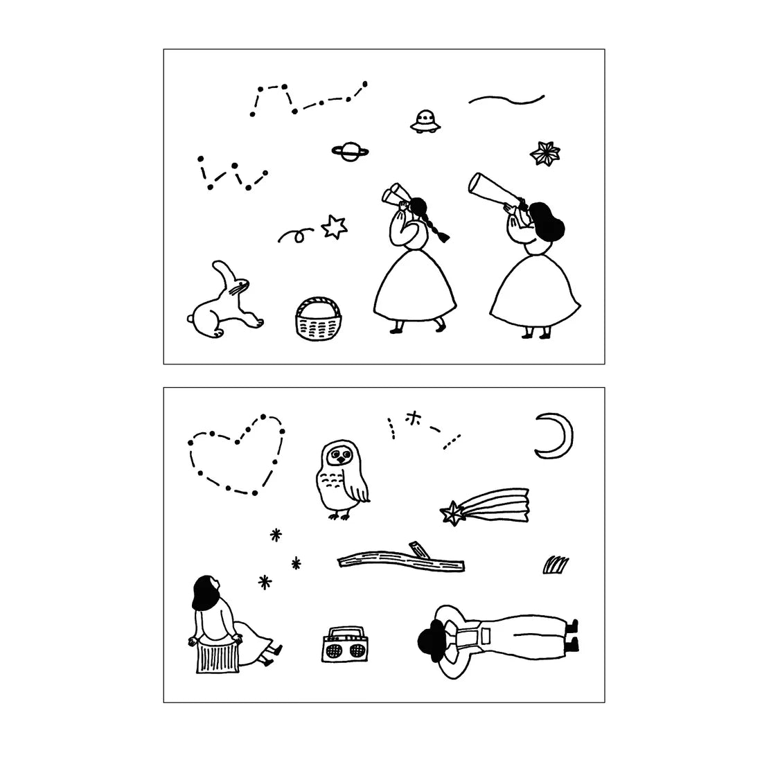 necktie × mizushima: JIZAI Clear Stamp BOX Motif set - Searching for Stars -
