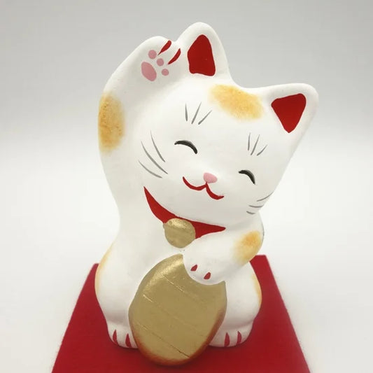 Nagahama Doll Japanese Maneki-Neko (Beckoning Cat) Doll - White -, Japanese lucky cat figure
