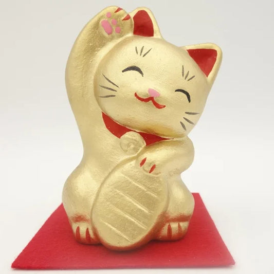 Nagahama Doll Japanese Maneki-Neko (Beckoning Cat) Doll - Gold -, Japanese lucky cat figure