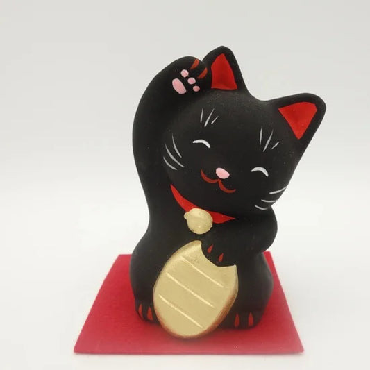 Nagahama Doll Japanese Maneki-Neko (Beckoning Cat) Doll - Black -, Japanese lucky cat figure