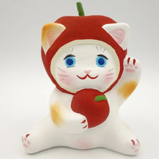 Nagahama Doll Japanese Maneki-Neko (Beckoning Cat) Doll - Apple -, Japanese lucky cat figure