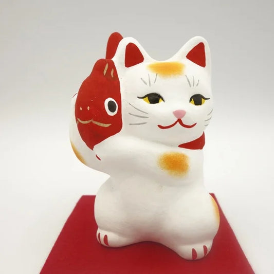 Nagahama Doll Japanese Maneki-Neko (Beckoning Cat) Doll - White -, Japanese lucky cat figure