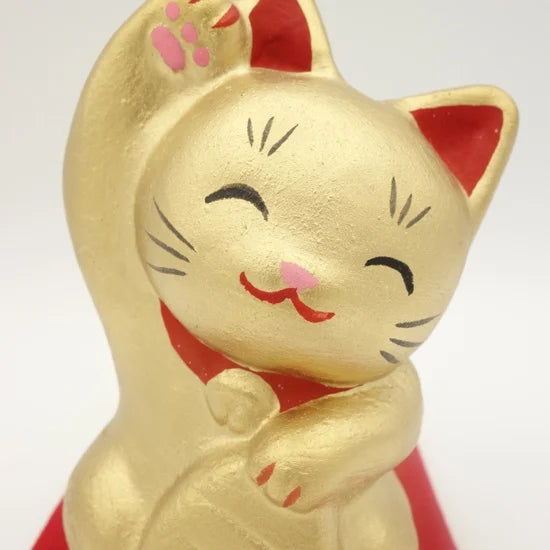 Nagahama Doll Japanese Maneki-Neko (Beckoning Cat) Doll - Gold -, Japanese lucky cat figure