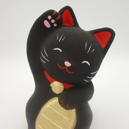 Nagahama Doll Japanese Maneki-Neko (Beckoning Cat) Doll - Black -, Japanese lucky cat figure