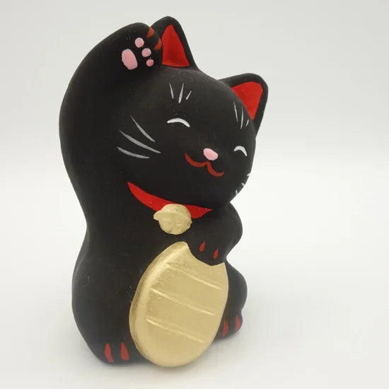 Nagahama Doll Japanese Maneki-Neko (Beckoning Cat) Doll - Black -, Japanese lucky cat figure