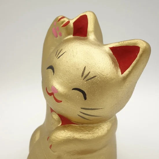 Nagahama Doll Japanese Maneki-Neko (Beckoning Cat) Doll - Gold -, Japanese lucky cat figure