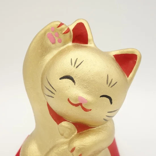 Nagahama Doll Japanese Maneki-Neko (Beckoning Cat) Doll - Gold -, Japanese lucky cat figure