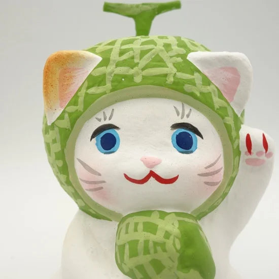 Nagahama Doll Japanese Maneki-Neko (Beckoning Cat) Doll - Melon -, Japanese lucky cat figure
