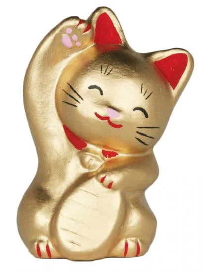 Nagahama Doll Japanese Maneki-Neko (Beckoning Cat) Doll - Gold -, Japanese lucky cat figure