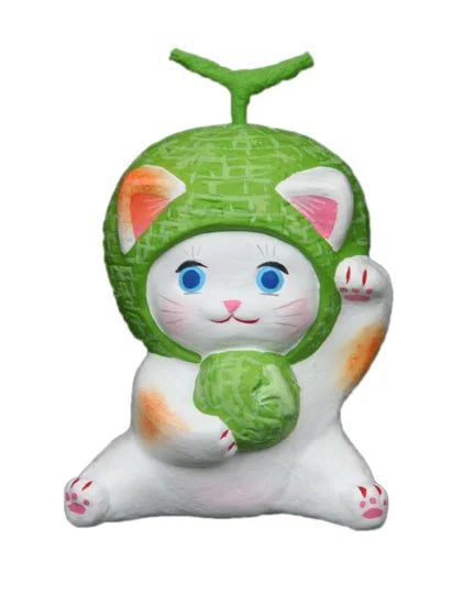 Nagahama Doll Japanese Maneki-Neko (Beckoning Cat) Doll - Melon -, Japanese lucky cat figure