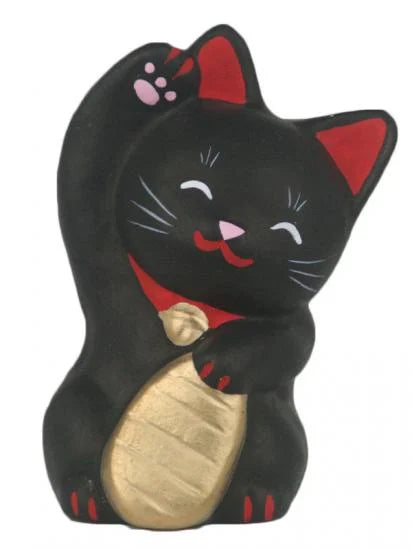 Nagahama Doll Japanese Maneki-Neko (Beckoning Cat) Doll - Black -, Japanese lucky cat figure