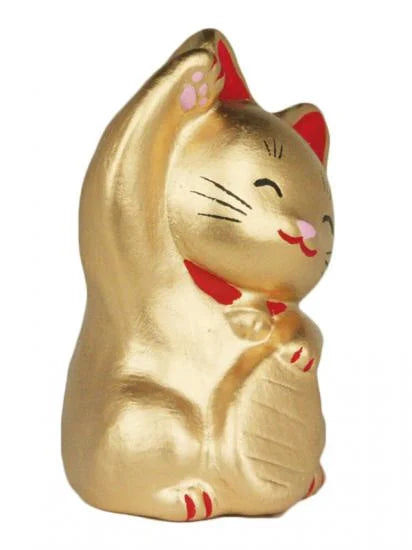 Nagahama Doll Japanese Maneki-Neko (Beckoning Cat) Doll - Gold -, Japanese lucky cat figure