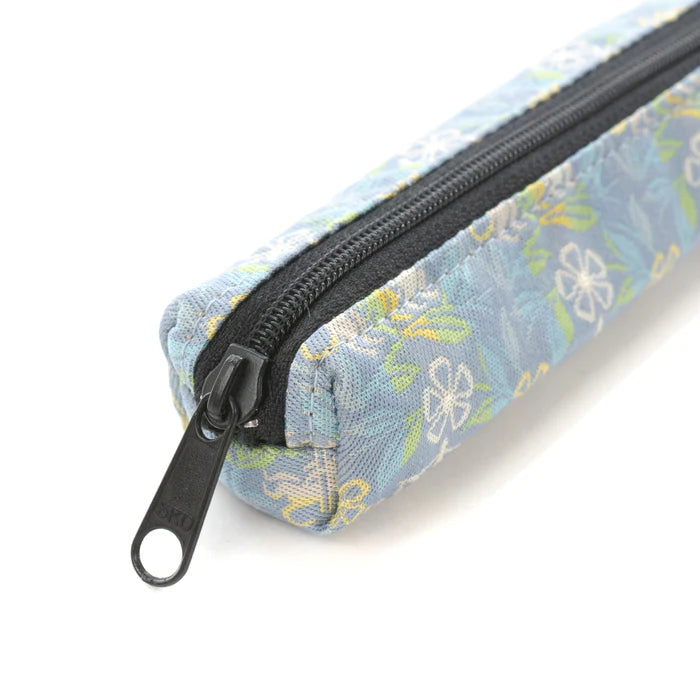 Nishijin-ori Pencil Case - Marrying Mice in the Cut-paper Appearance / Blue-Grey - ,  Made in Kyoto, Japan,  Japanese traditional craft pen case