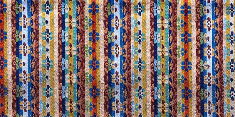 Nishijin-ori Pencil Case - Bands of Flowers and Birds Pattern - ,  Made in Kyoto, Japan,  Japanese traditional craft pen case