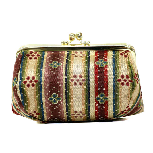 Nishijin-ori Small Pouch - Flower -, Made in Kyoto, Japan, Cosmetic Pouch, Makeup Pouch, Japanese Gamaguchi Pouch, Travel Toiletry Pouch, Stationery Pouch, Bag organizer, Bag in Bag