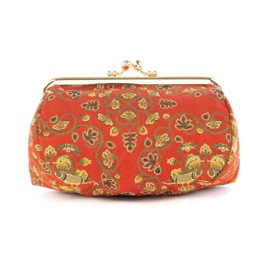 Nishijin-ori Small Pouch - Mandarin Ducks -, Made in Kyoto, Japan, Cosmetic Pouch, Makeup Pouch, Japanese Gamaguchi Pouch, Travel Toiletry Pouch, Stationery Pouch, Bag organizer, Bag in Bag