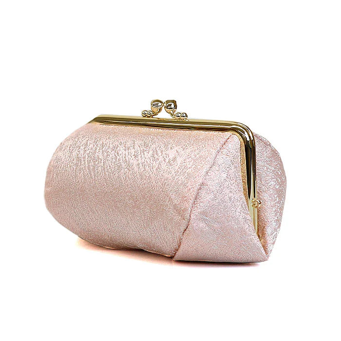 Nishijin-ori Small Pouch - Crumpled Pattern / Pink -, Made in Kyoto, Japan, Cosmetic Pouch, Makeup Pouch, Japanese Gamaguchi Pouch, Travel Toiletry Pouch, Stationery Pouch, Bag organizer, Bag in Bag