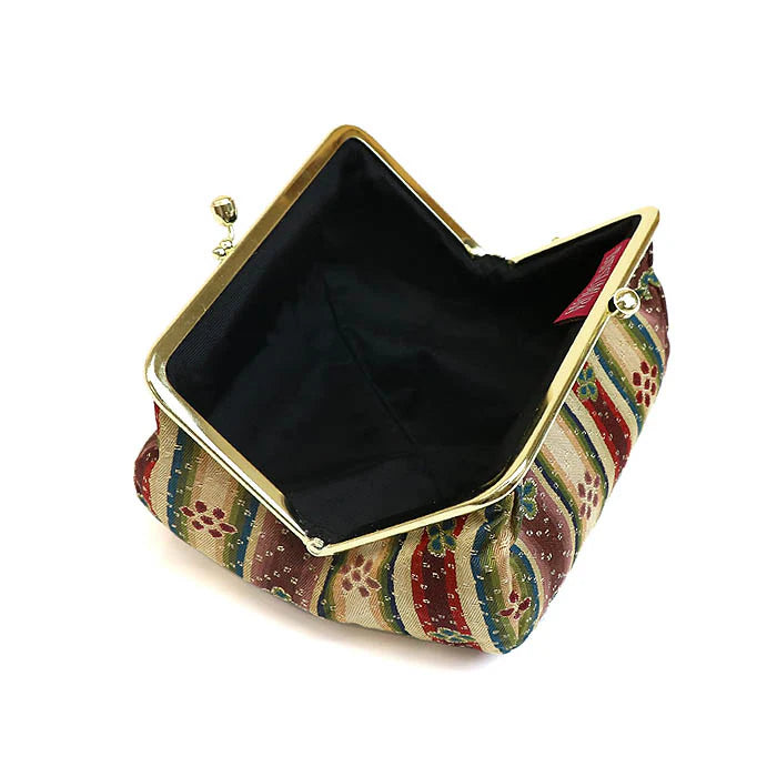 Nishijin-ori Small Pouch - Flower -, Made in Kyoto, Japan, Cosmetic Pouch, Makeup Pouch, Japanese Gamaguchi Pouch, Travel Toiletry Pouch, Stationery Pouch, Bag organizer, Bag in Bag