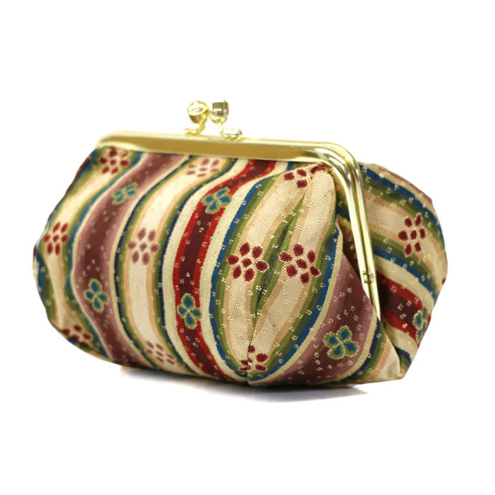 Nishijin-ori Small Pouch - Flower -, Made in Kyoto, Japan, Cosmetic Pouch, Makeup Pouch, Japanese Gamaguchi Pouch, Travel Toiletry Pouch, Stationery Pouch, Bag organizer, Bag in Bag