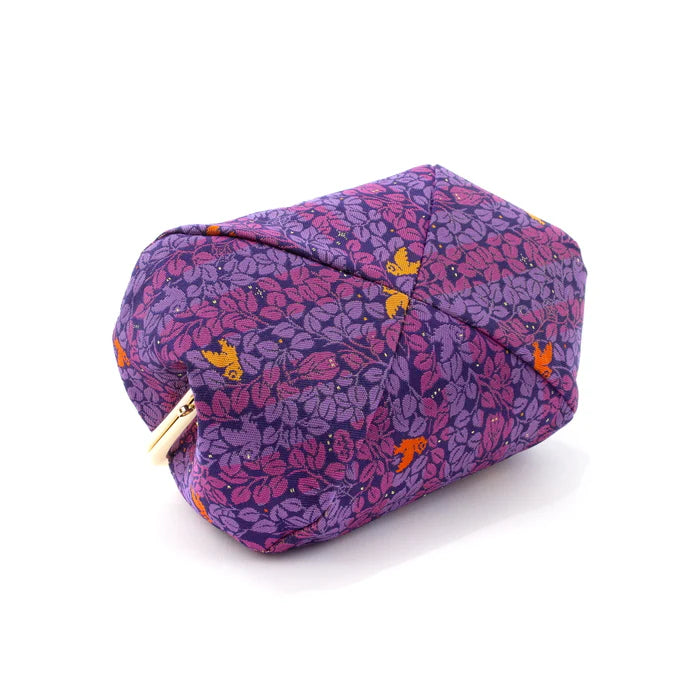 Nishijin-ori Small Pouch - Awl, hidden Bat and Cat -, Made in Kyoto, Japan, Cosmetic Pouch, Makeup Pouch, Japanese Gamaguchi Pouch, Travel Toiletry Pouch, Stationery Pouch, Bag organizer, Bag in Bag