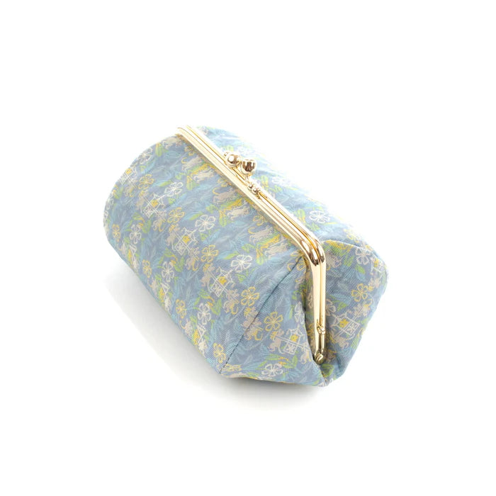Nishijin-ori Small Pouch - Mouse / Blue-Grey -, Made in Kyoto, Japan, Cosmetic Pouch, Makeup Pouch, Japanese Gamaguchi Pouch, Travel Toiletry Pouch, Stationery Pouch, Bag organizer, Bag in Bag