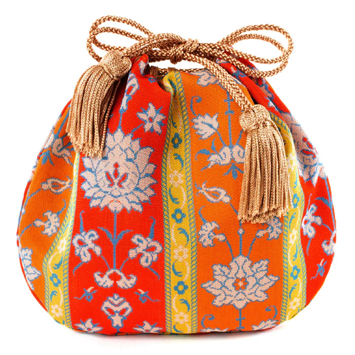 Nishijin-ori Small Drawstring Bag - Flower -,  Made in Kyoto, Japan,  Japanese traditional craft purse