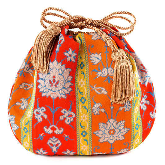Nishijin-ori Small Drawstring Bag - Flower -,  Made in Kyoto, Japan,  Japanese traditional craft purse