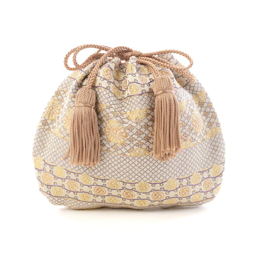 Nishijin-ori Small Drawstring Bag - Cherry Blossom -,  Made in Kyoto, Japan,  Japanese traditional craft purse