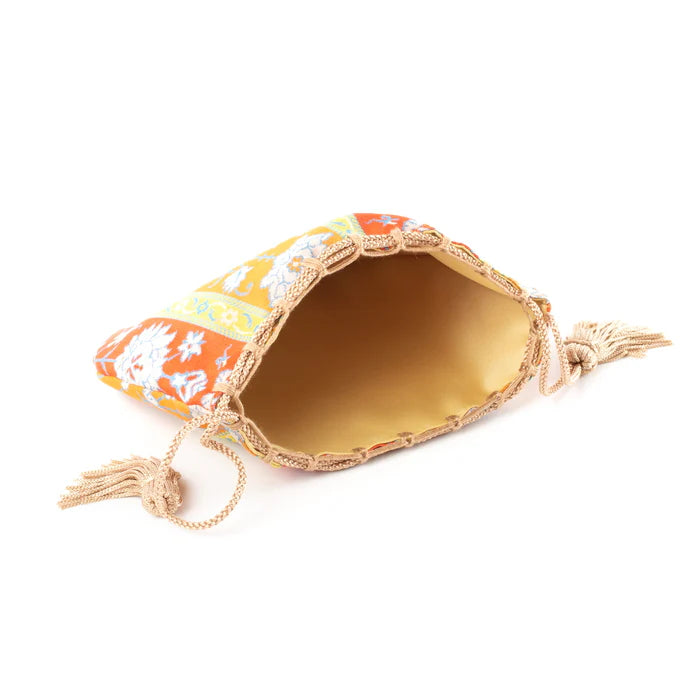 Nishijin-ori Small Drawstring Bag - Flower -,  Made in Kyoto, Japan,  Japanese traditional craft purse