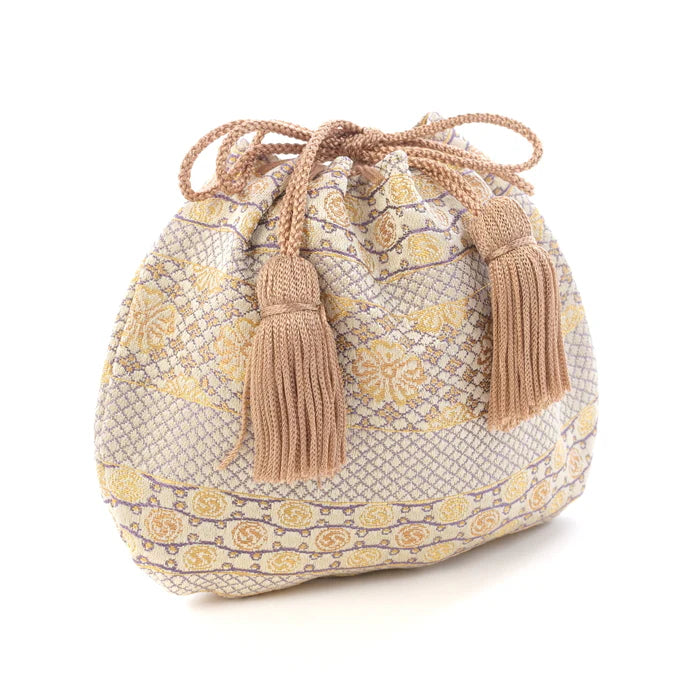 Nishijin-ori Small Drawstring Bag - Cherry Blossom -,  Made in Kyoto, Japan,  Japanese traditional craft purse
