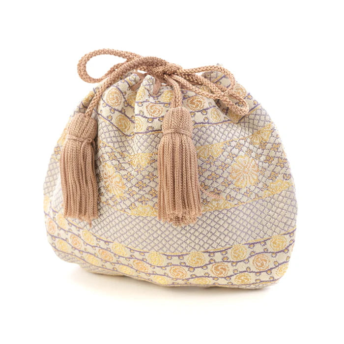 Nishijin-ori Small Drawstring Bag - Cherry Blossom -,  Made in Kyoto, Japan,  Japanese traditional craft purse