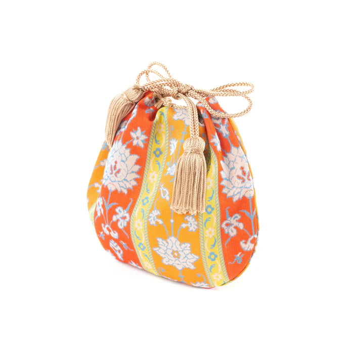 Nishijin-ori Small Drawstring Bag - Flower -,  Made in Kyoto, Japan,  Japanese traditional craft purse