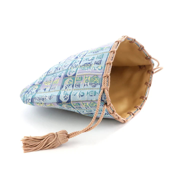 Nishijin-ori Small Drawstring Bag - Snake / Blue -,  Made in Kyoto, Japan,  Japanese traditional craft purse