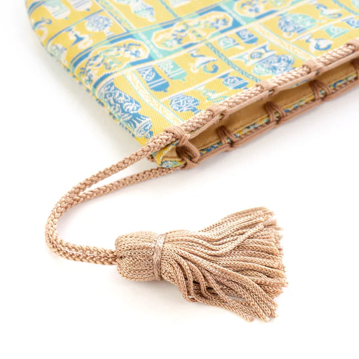 Nishijin-ori Small Drawstring Bag - Snake / Yellow -,  Made in Kyoto, Japan,  Japanese traditional craft purse