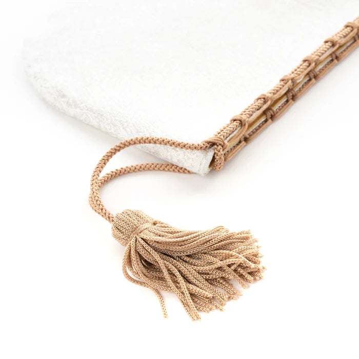Nishijin-ori Small Drawstring Bag - Crumpled Pattern / Silver and White -,  Made in Kyoto, Japan,  Japanese traditional craft purse