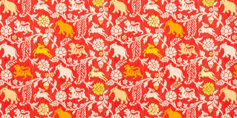 Nishijin-ori Small Drawstring Bag - Tiger / Red -,  Made in Kyoto, Japan,  Japanese traditional craft purse