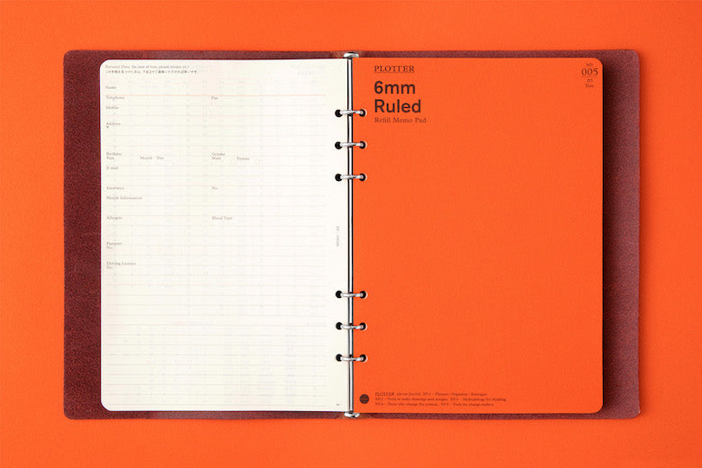 PLOTTER Liscio 6-Ring Leather Binder PLT5012 (A5 Size)