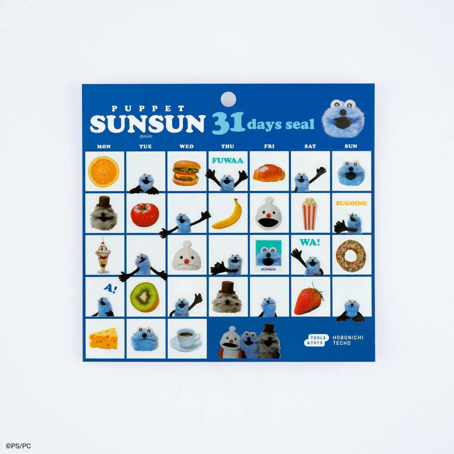 PUPPET SUNSUN: 31 Days Stickers, 2027 Hobonichi Accessories