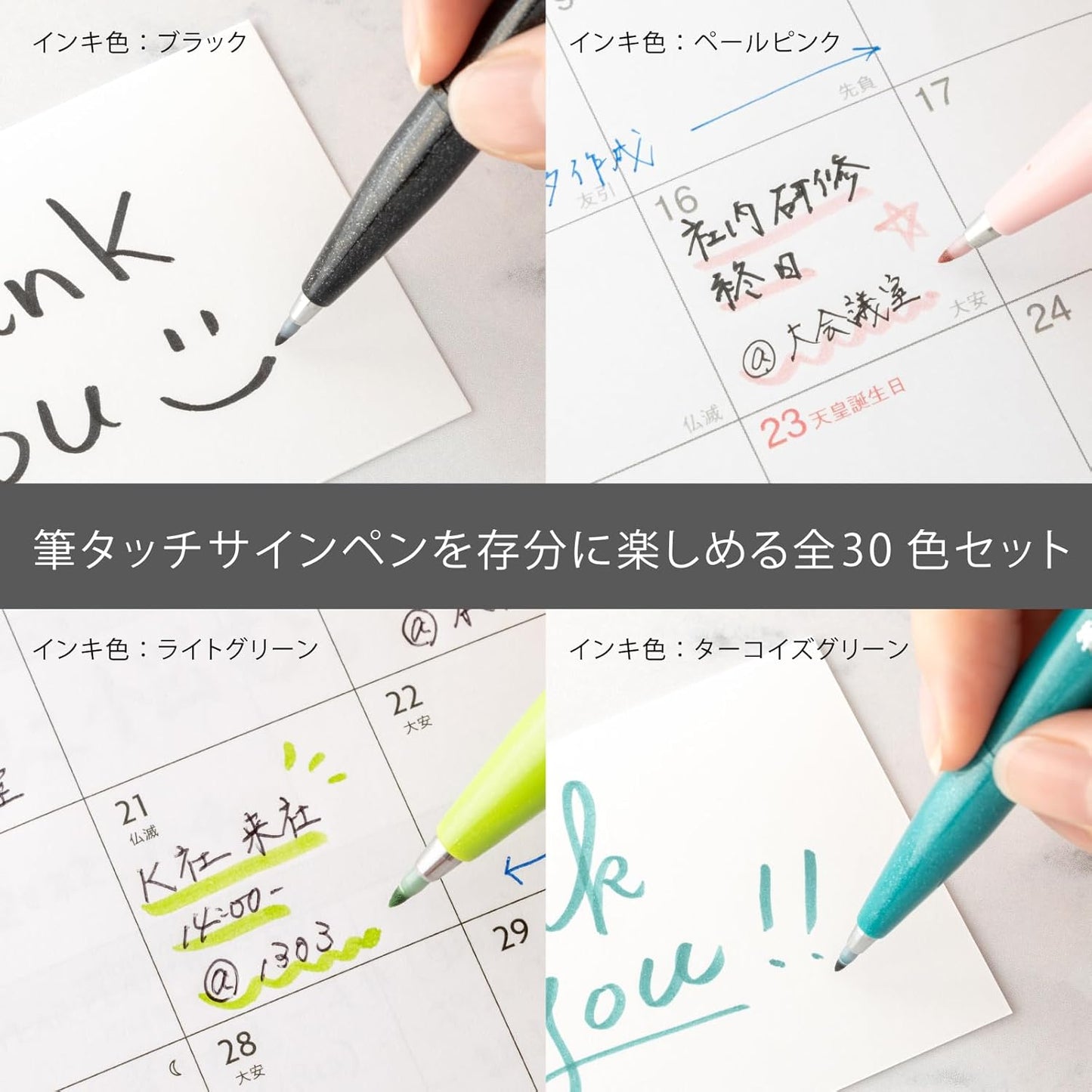 Pentel Brush-Touch Felt Tip Pen Full 30 Colors Set, Hobonichi Accessories