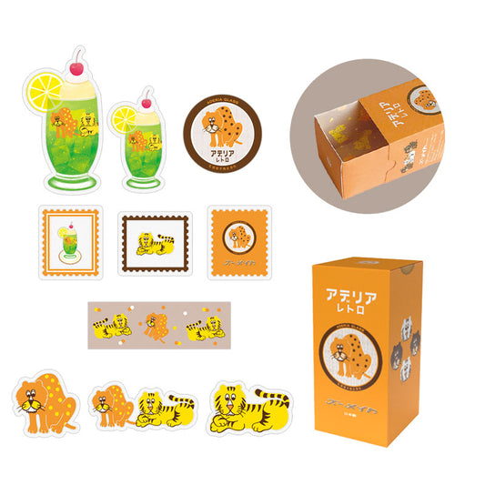Retro Design Flake Stickers 30 pcs Set - Animal -, Japanese planner stickers