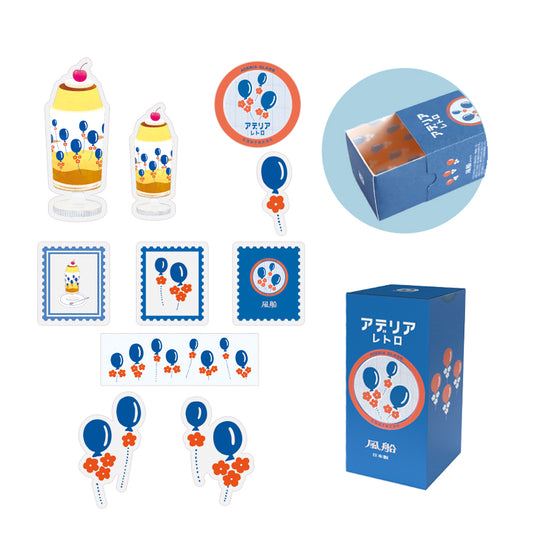Retro Design Flake Stickers 30 pcs Set - Balloon -, Japanese planner stickers