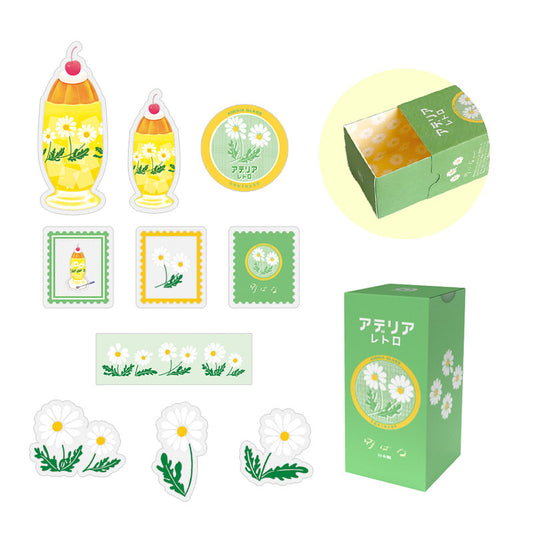 Retro Design Flake Stickers 30 pcs Set - Wildflower -, Japanese planner stickers