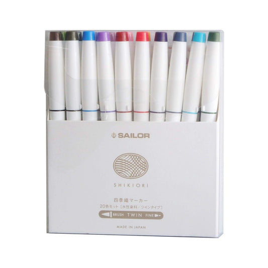 Sailor Shikiori Calligraphy Brush Pen 20 Colors Set, Hobonichi Accessories