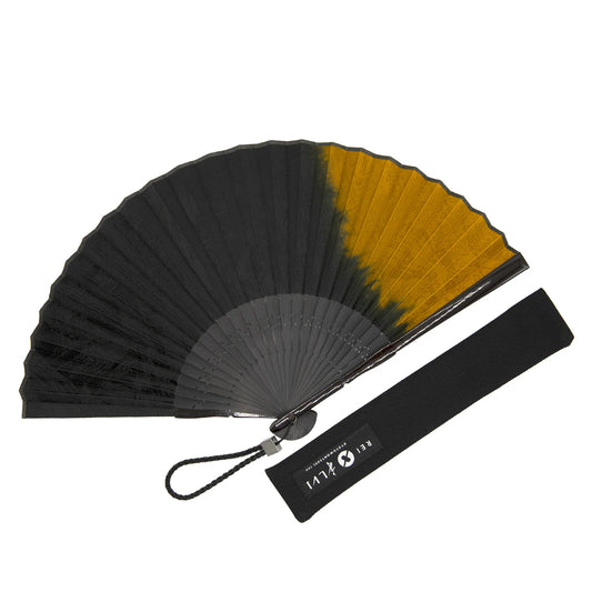 Kyo-sensu (Japanese folding fan) for Men - Kurozome (black dyeing) / Amber Color -, Made in Kyoto, Japan, Kyoto sensu
