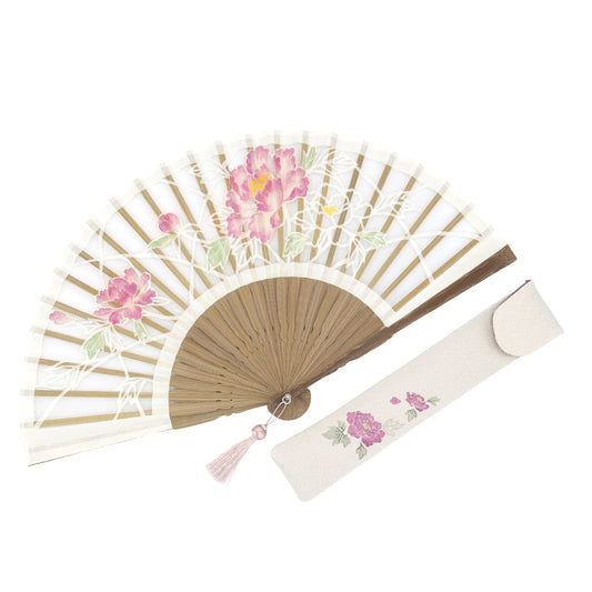 Kyo-sensu (Japanese folding fan) for Women - Kirie / Peony - , Made in Kyoto, Japan, Kyoto sensu