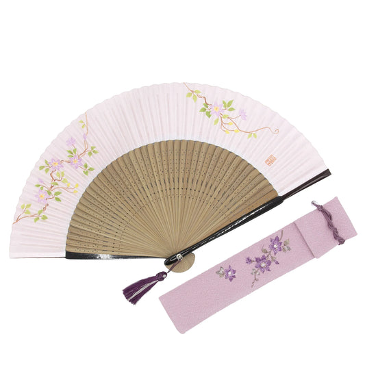 Kyo-sensu (Japanese folding fan) for Women - Clematis - , Made in Kyoto, Japan, Kyoto sensu