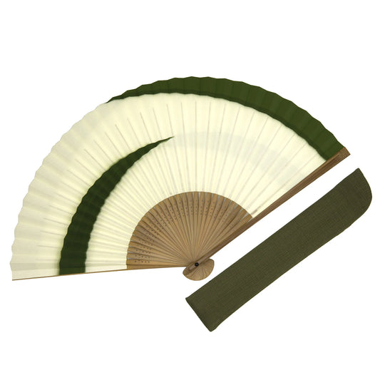 Kyo-sensu (Japanese folding fan) for Men - Cloud Pattern / Green -, Made in Kyoto, Japan, Kyoto sensu
