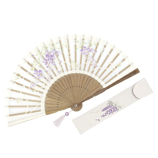 Kyo-sensu (Japanese folding fan) for Women - Kirie / Wisteria - , Made in Kyoto, Japan, Kyoto sensu